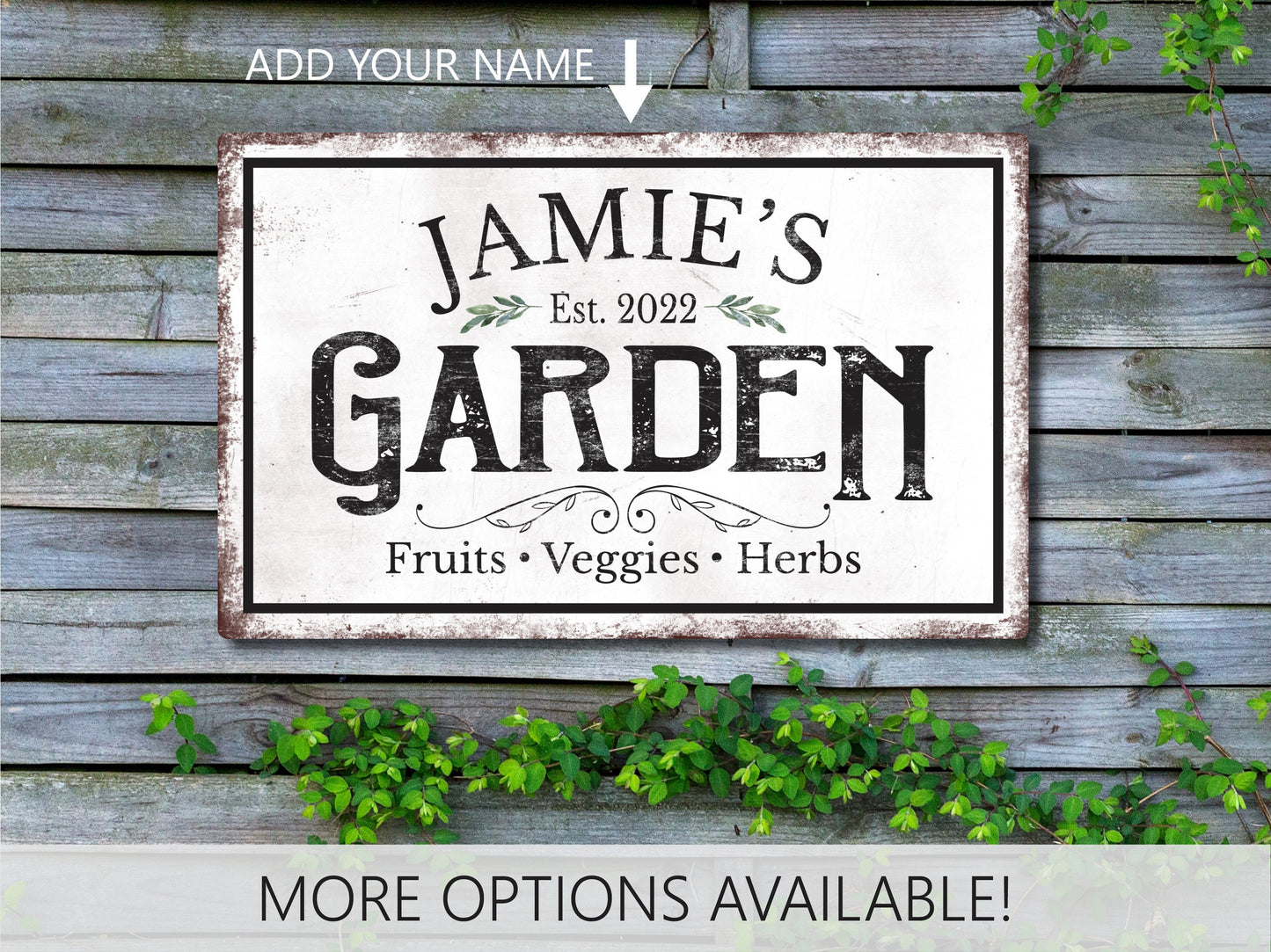 Custom Garden Sign, Personalized Garden Sign, Garden Gifts, Patio Decor, Veggie Garden, Herb Garden, Outdoor Sign, Metal Sign, Rustic Sign