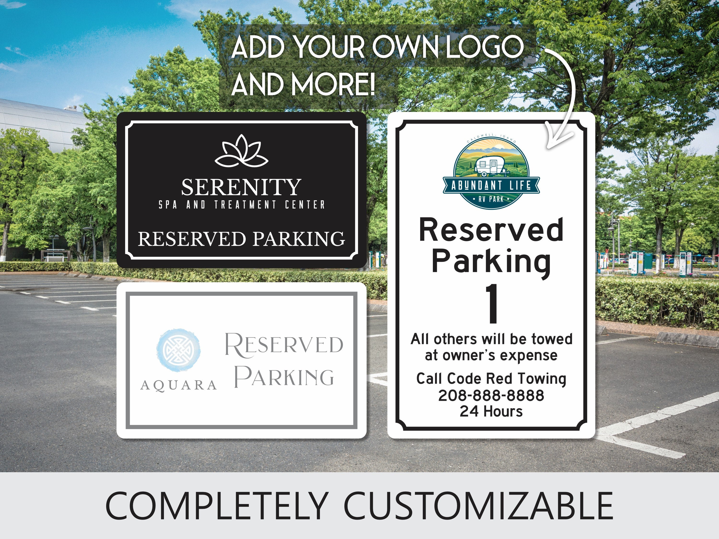 Reserved Parking Sign, Custom Business Logo Parking Sign, Employee Par ...
